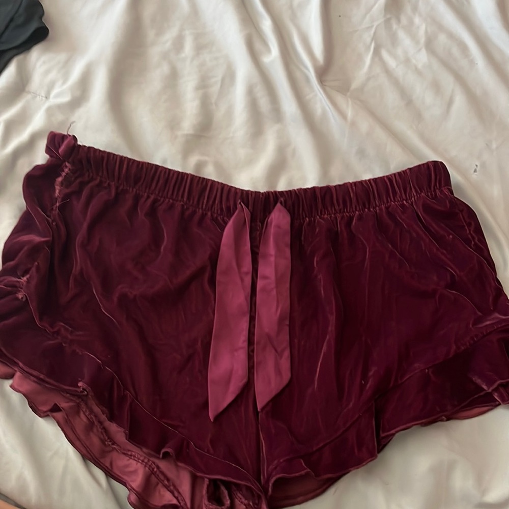 Purple velvet shorts